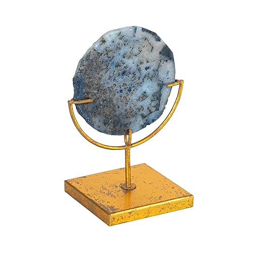 Decorative Agate Stone Slice on Metal Stand
