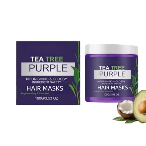 Tea Tree Purple Hair Masks For Blonde Hair, Deep Conditioning Hairs Treatment, Hydrating Hairs Masks For Color Treated & Frizzy Ha/ir, Tea Tree Ha/ir And Scalps Care For Gray H/air Care (1)