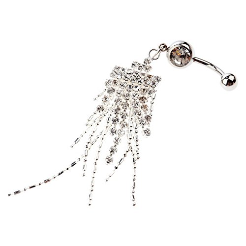 VAGA Belly Button Rings Body Jewelry Piercing Gorgeous High Quality stainless steel Belly Button Navel Bananabell Piercing With Rhinestones Crystals Jewels Tassels Dangles Cute Trendy Rings