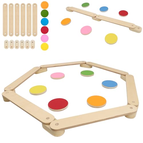 XMTECH 12 tlg. Hölz Kinder Schwebebalken Balancierbalken mit 6 Balanciersteine frei kombinierbar, Balancier-Set für 3-7 Years Kinder, Montessori-Spielzeug, Indoor und Outdoor XMTECH 12 tlg. Hölz Kinder Schwebebalken Balancierbalken mit 6 Balanciersteine frei kombinierbar, Balancier-Set für 3-7 Years Kinder, Montessori-Spielzeug, Indoor und Outdoor