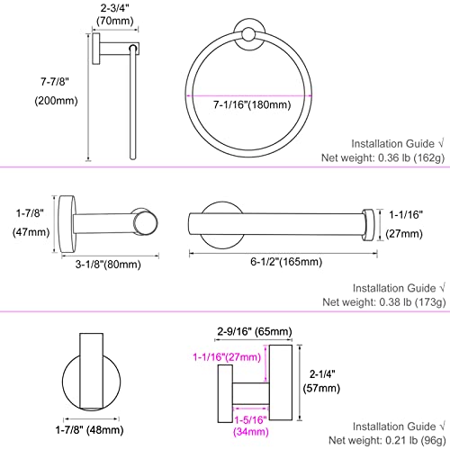 Aplusee 4 Pieces Bathroom Accessories Set Matte Black Hand Towel Holder, Toilet Paper Holder, 2 Utility Coat Hooks Modern Stainless Steel Bath Fixtures Wall Mounted #TOP1