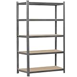 Topeakmart 5-Tier Garage Storage Shelving Unit Adjustable Metal Shelves Heavy Duty Utility Shelves Storage Racks-Dark Gray, 35.5 x 16 x 71 Inch
