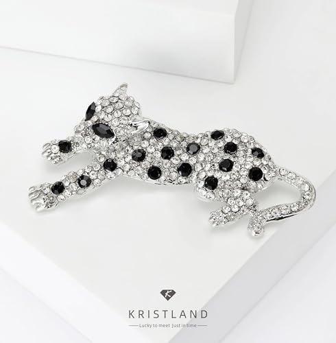 Image of Fashion Women Men Vintage Leopard Brooch Colorful Full Rhinestones Crystals Wild Animal Corsage Lapel Pin Birthday Gift Party
