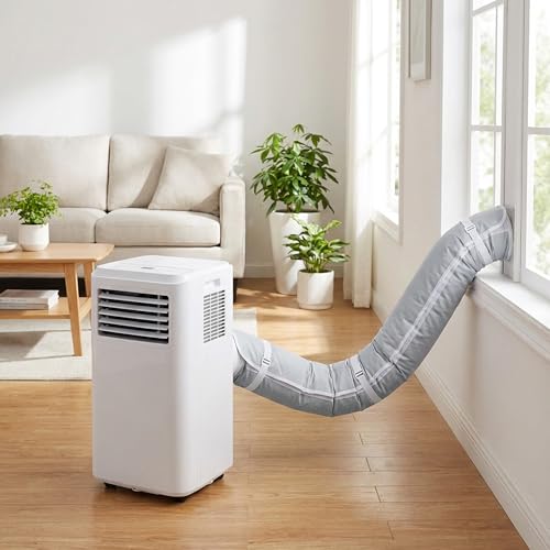 Image of Tlswshsy Oxford Cloth Air Conditioner Hose Cover, Insulated AC Hose Sleeve with 4 Adjustable Buckles, Portable Air Conditioner Exhaust Wrap for 5''-5.9 inch Diameter Exhaust Duct Vent (Light Gray)
