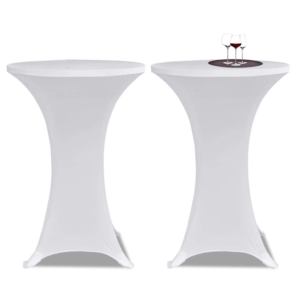 Festnight Mantel Elástico para Mesa Alta 4 Unidades Funda para Mesas Altas Blanco Ø60 cm