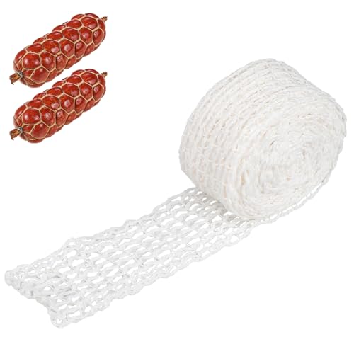 LXUEJIE Red de jamón blanca, elástica, hilo de algodón, red de carne, red elástica para ahumar, accesorios de cocina, para salchichas, carne, jamón (3 metros)