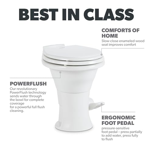Image of Dometic 302310031 310 Series Standard Height Toilet 19.75 inch Height, Slow Close Wood Seat, White