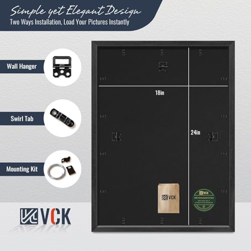 Image of VCK 18x24 Frame 2 Pack, Black Exclusive Wood, 16x20 Mat, for Picture