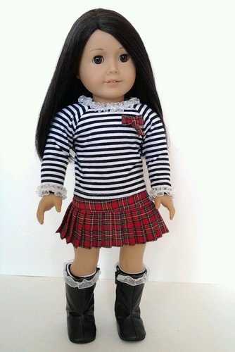 BLACK ROCK N ROLL OUTFIT SET WITH ACCESSORIES FOR 18 INCH AMERICAN GIRL DOLLS