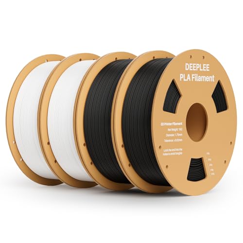Image of PLA 1.75mm 3D Printer Filament, Dimensional Accuracy + /- 0.02mm, Neatly Wound, No Clogging, Vacuum Package, Fits for Most FDM 3D Printers, Cardboard Spool 2kg Black + 2kg White