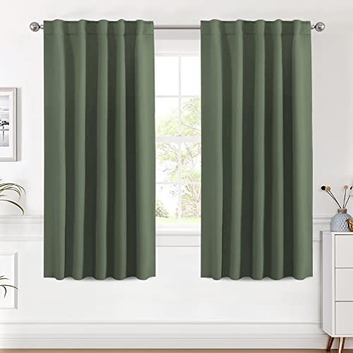 Image of H.VERSAILTEX Blackout Curtains Thermal Insulated Window Treatment Panels Room Darkening Blackout Drapes for Living Room Back Tab /Rod Pocket Bedroom Draperies (2 Panels, Bronze Green, 42 x 63 Inch)