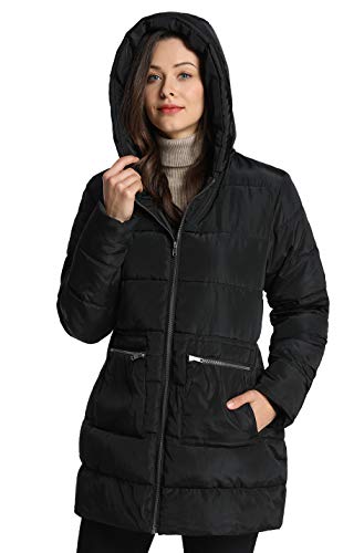 iLoveSIA Women's Winter Puffer Coats Down Alternative Puffer Coat with Hood Black G2 Size 10