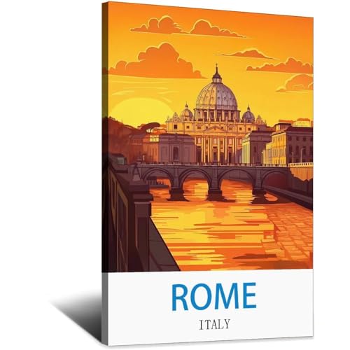 Poster de voyage vintage Rome Italie idee cadeau souvenir pour passionne d'Italie
