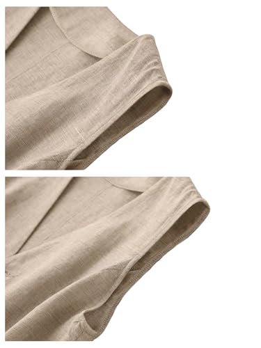 Verdusa Women's Linen Clothing Lightweight Blazer Cardigan Tops Button Business Vest Jackets4