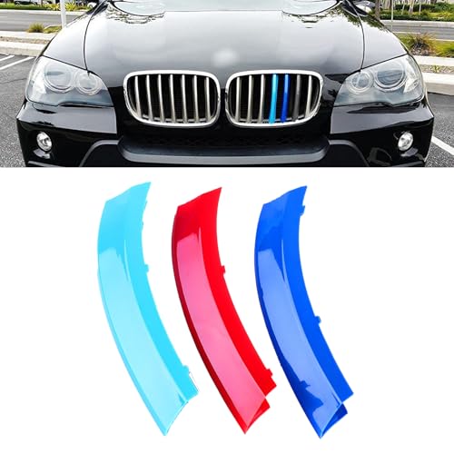 Image of x xotic tech Iconic 3-color Tri Grille Insert Trims Strips, Front Center Kidney Grilles Compatible with BMW E70 X5 2007-2013, E71 X6 2008-2012 (7 Beam Bars)