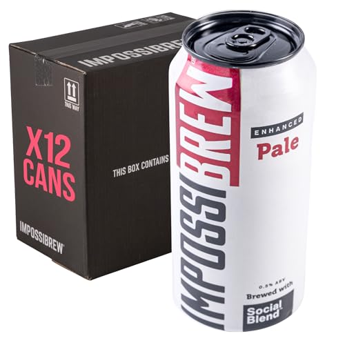 IMPOSSIBREW Enhanced Hazy Pale | Blend of Nootropics & Botanical Ingredients | 0.5% ABV Premium Non-Alcoholic Beer | British Small Batch Craft Ale | Award-Winning Alcohol-Free Beer | 440ml x 12 Cans