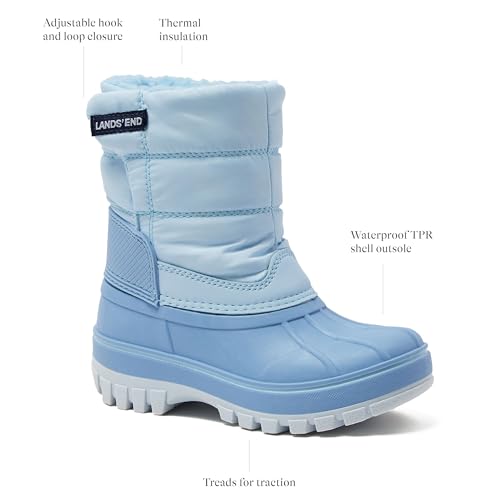 Lands' End Flurry Max Waterproof Kids Snow Boots - Insulated Warm Fleece Lined Winter Boots for Toddlers, Girls & Boys Size 10 to 72