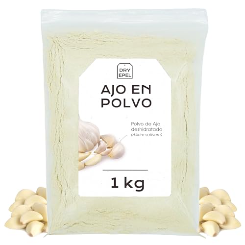 Ajo en Polvo 1 Kg- Ajo Deshidratado - Ajo Molido - Verdura Deshidratada - Sin Azucar Añadido, Sin Conservantes, Sin Gluten (1 kg, Ajo en Polvo)