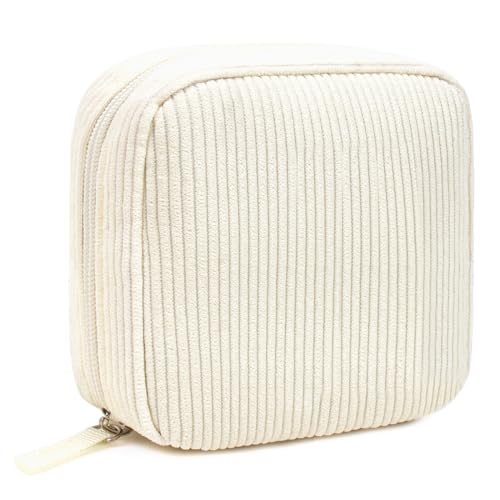 FFpaw Lot de 2 trousses de maquillage pour femme en velours côtelé - Grande capacité - Trousse de toilette de voyage - Mini trousse de maquillage pour sac...