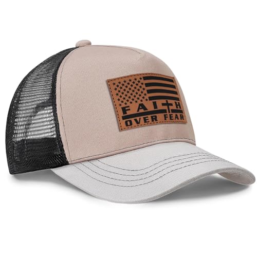Image of Jesus Hat Christian Gifts for Men American Flag Hats Faith Over Fear Hat Fathers Day Christmas Birthday Gifts for Friend