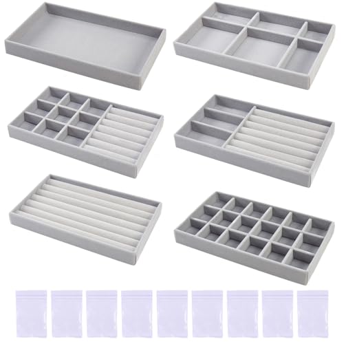 ZYNERY 6 Stk Schmuckaufbewahrung Schublade, Schmucktablett Stapelbar Schmuck Organizer Schublade, Schmuckeinsatz für Schubladen, Schubladen Organizer...