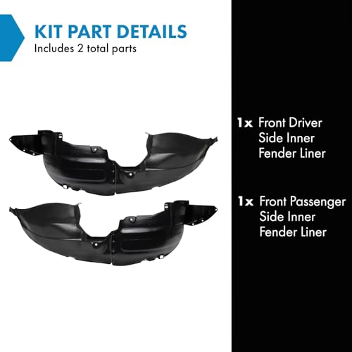 Image of TRQ Front Inner Fender Liner Set Compatible with 2007-2008 Hyundai Entourage 2006-2014 Kia Sedona KI1250115 KI1251115