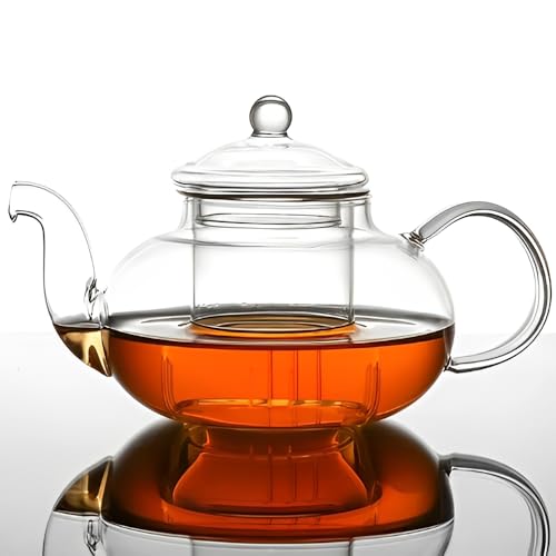 Cylora 1000ml Teiera Vetro con Infusore, Teiere in Vetro Borosilicato con Filtro per Tisane e tè in Fiore, piccola teiera per foglie sfuse, erbe, frutta, bubble tea | Perfect Tea Maker | Infusore Tè