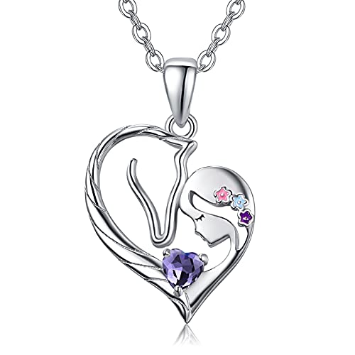 PRAYMOS Pferd Halskette Sterling Silber Herz Kette Anhänger Pony Geschenk für Damen Frauen Mädchen Freund Pferdeliebhaber (Halskette mit Pferdeanhänger-2)