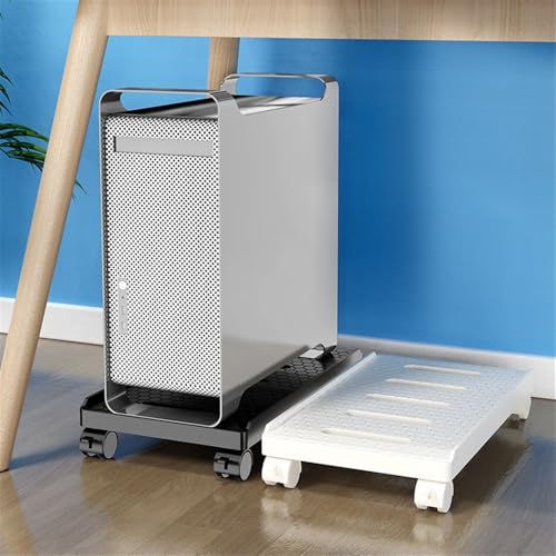 Soporte ajustable para monitor y CPU con ruedas bloqueables, blanco miniatura 4