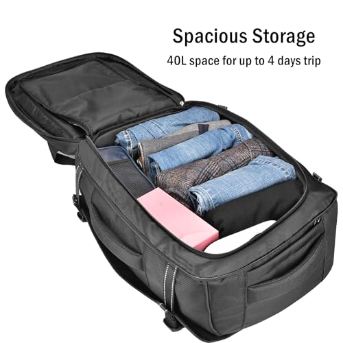Laptop Backpack Carry-on, 40L Travel Backpacks, Lightweight Business Rucksack,TSA Friendly Airline Flight Approved Weekender Bag Daypack, Larger Durable Backpack Fits 17.3 Inch Laptop4