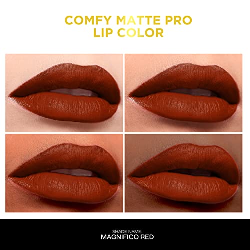 Image of FACESCANADA Comfy Matte Pro Liquid Lipstick - Magnifico Red 01, 5.5 ml | 10HR Longstay | Intense Color | Macadamia Oil & Olive Butter Infused | Lightweight Super Smooth | No Dryness | No Alcohol