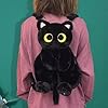 Fonowx Plüschtier Katze Rucksack, Damen Katzen Plüsch Rucksack, Niedliche Schultasche, Cute Plush Animal Cat Backpack, Plush Daypacks, Kitten Cartoon Backpack für Snack Handy Kosmetik, Schwarz #1