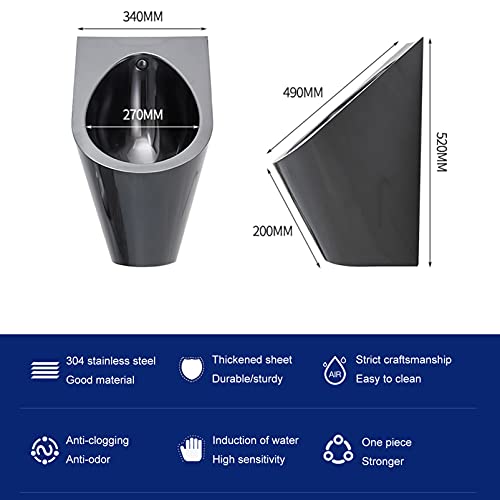 OTQEFTN Universal Urinal Commercial Washout High Efficiency Urinal Wall Mounted Urinal Funnel Toilet, Intelligent Touchless Urinal Flush Valve Auto Urinals Flushing Set