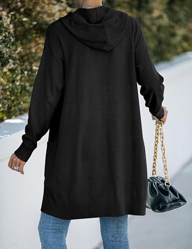 MEROKEETY Long Cardigans for Women 2025 Fall Winter Hooded Long Sleeve Open Front Sweaters with Pockets4