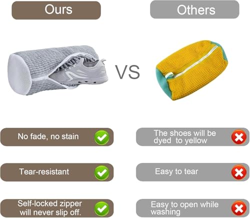 Image of Hemiza Shoe Washing Machine Bag for Washer & Dryer, 360 Deep Cleaning Reusable Laundry Bag with Invisible Zipper, Durable Mesh Sneaker Wash for Sports Shoes, Trainers & Delicates