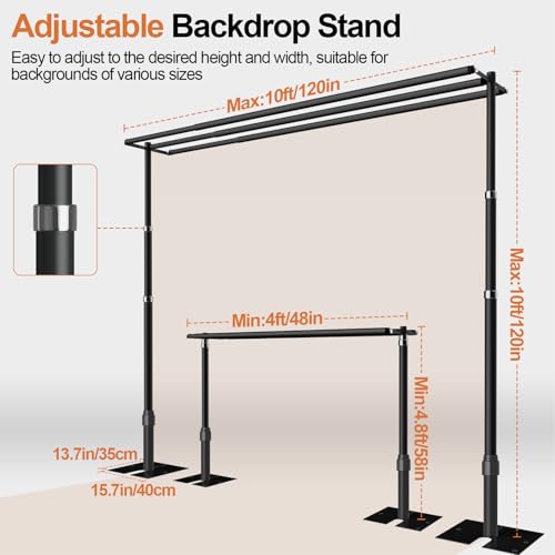 GLOSHOOTING 10x10ft Three Crossbar Heavy Duty Backdrop Stand for Wedding by GLOSHOOTING - Used condition - Image 2