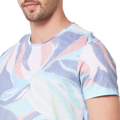 Image of Spykar Men's Slim Fit Round Neck Half Sleeve Printed Casual T-Shirt