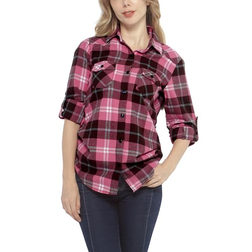 Image of Match Women's Long Sleeve Plaid Flannel Shirt #2021