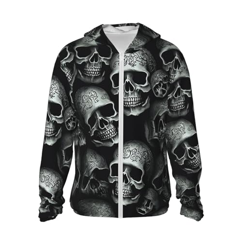 Chaqueta con capucha protección solar negra calavera ligera miniatura 1