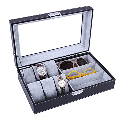 Boîte de rangement YZCIS montre-bracelet et lunettes en bois