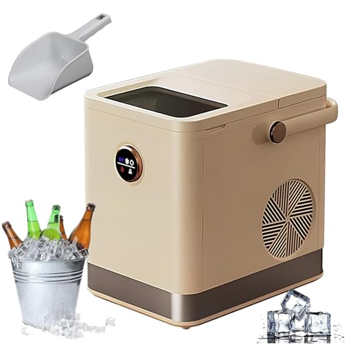 KIUYTOPNV Máquina de Hielo portátil de 60 piezas/15 kg con Pala for Hielo, Capacidad de 25 kg, diseño silencioso y función de autolimpieza.