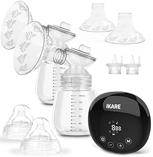 IKARE Double Breast Pumps Electric - Rechargeable Milk Pump with 5 Modes & 41 Levels - Quiet Portable Breastfeeding Pump for Travel & Home