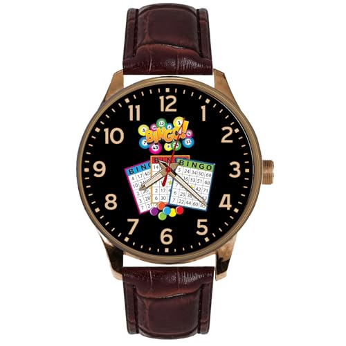 Easy-to-Read Solid Brass Bingo Watch for Seniors – Large Numbers Dial – Unisex for Men & Women. Housie, Tombola, Lotto