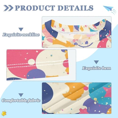 Confetti Cartoon Colorful Dots Stars Bathing Suit Girls Short Sleeves Basketball Tshirt Swimwear Beach Tops 3T3