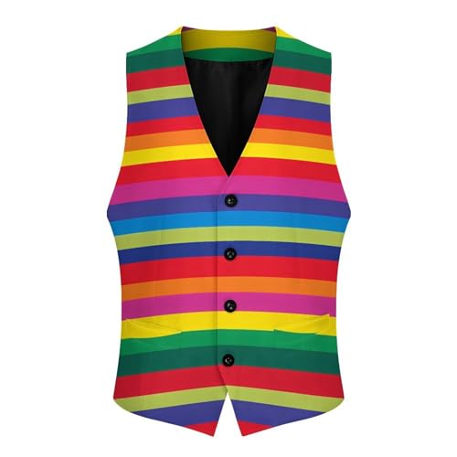 LGBT Gay Rainbow Men's Suit Vest Waistcoat Vests Formal Dress with 2 Pockets for Business Casual Tuxedo3