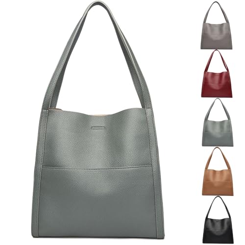 Elmyse Solid Color Genuine Leather Shoulder Bag - Crossbody Purse