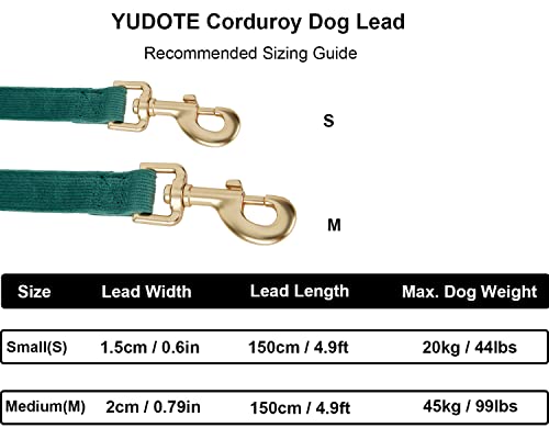 YUDOTE Weiche Cord-Hundeleine Klein,1.5x150cm,Flaschengrün