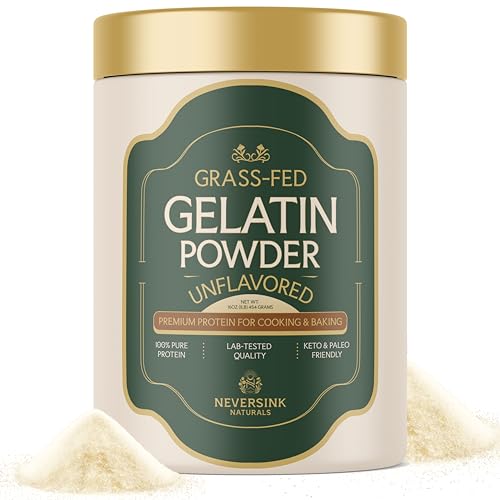 Neversink Naturals Grass Fed Gelatin Powder - Unflavored – 100% Grass-Fed Bovine Gelatin – 11g Protein – Keto & Paleo – Beef Gelatin Powder for Gummies, Bone Broth, Baking, Desserts, and Cooking