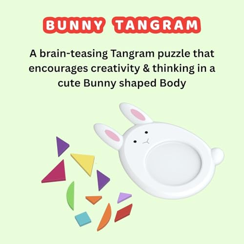 Image of 11 Piece Tangram Puzzle for Kids Aged 3-10 Years - Educational STEM & Brain Teaser Toy | Montessori Shape Puzzle with 7 Classic + 4 Curved Pieces | Build 50+ Animals & Objects