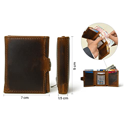 Jajmo Legacy Vintage Full Grain Leather Trifold Wallet with Zipper Pocket, Card holder for men, Compact Wallet Bifold Wallet4